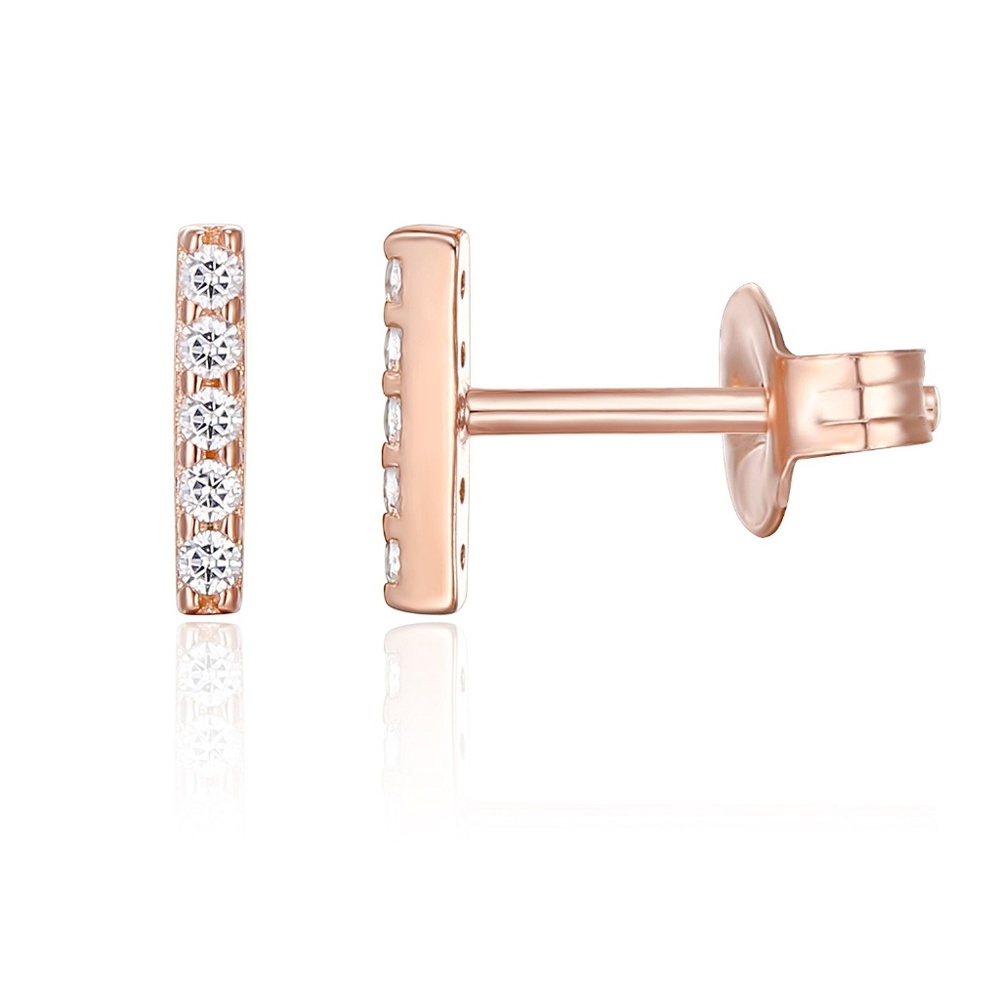 14k Gold Plated Rose Gold Bar Earring